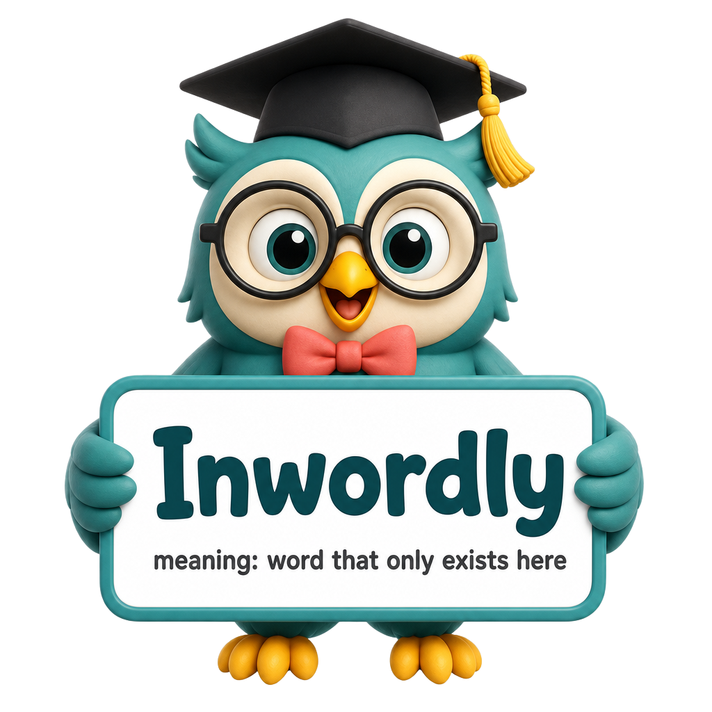Inwordly the studious owl mascot holding a wordcard